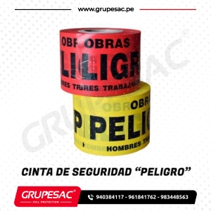 Cinta de seguridad peligro rojo y amarillo