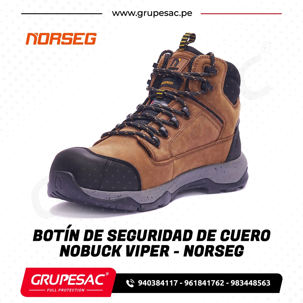 Botín de Seguridad de Cuero Nobuck Viper