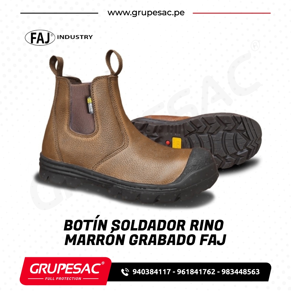Botín Soldador Rino Marrón Grabado FAJ